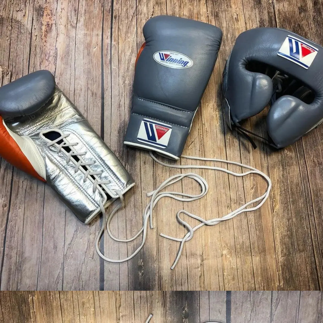 Winning Boxing Gloves, Silver Grey WINNING BOXING SET gymstero