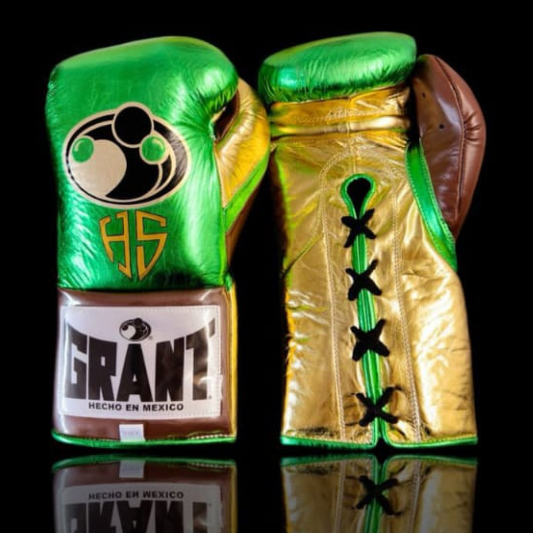 Personalized Grant Boxing Set  Green And Gold Grant Boxing Gloves