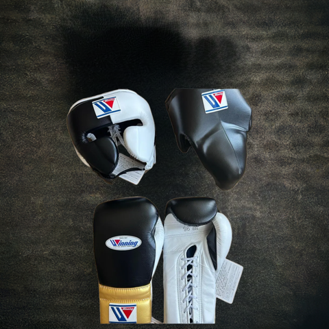 Black,White &Gold Winning Boxing Gloves & WINNING BOXING SET gymstero