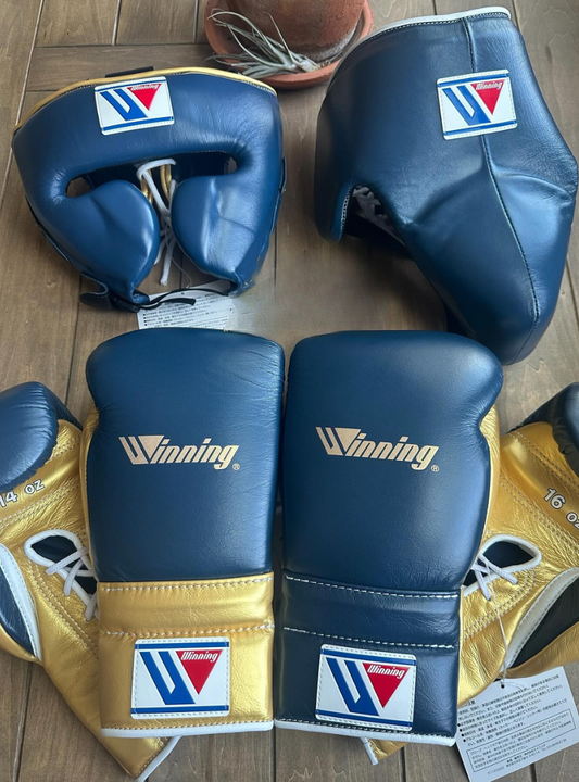 Winning Boxing Gloves & WINNING BOXING SET Golden Green  Winning Set gymstero Winning Boxing Set: Premium gloves, punching bag, and training gear for champions"
